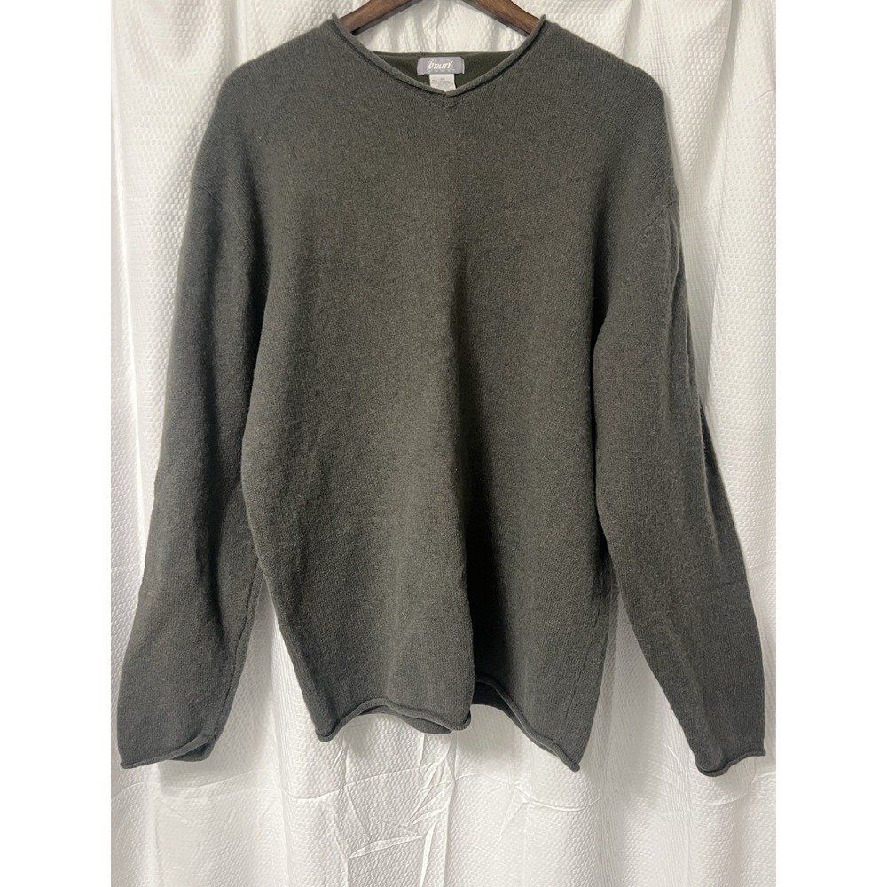 Utility Brand Lambswool Sweater Mens XL Green‎ Long Sleeve Crew Neck Knitwear EC